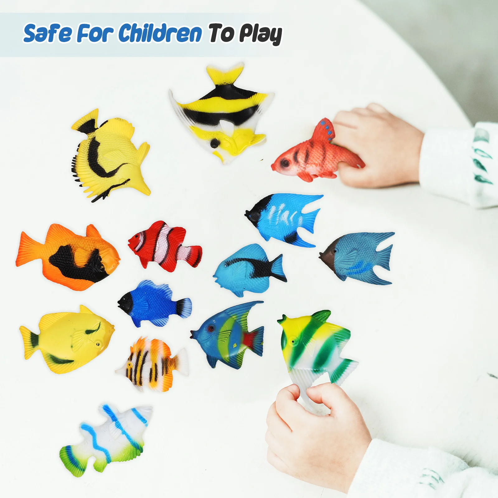 24Pcs Realistic Tropical Plastic Fish for Kids Bath Time Preschool Educational Fish Figures Playthings Mini Plastic Fish,