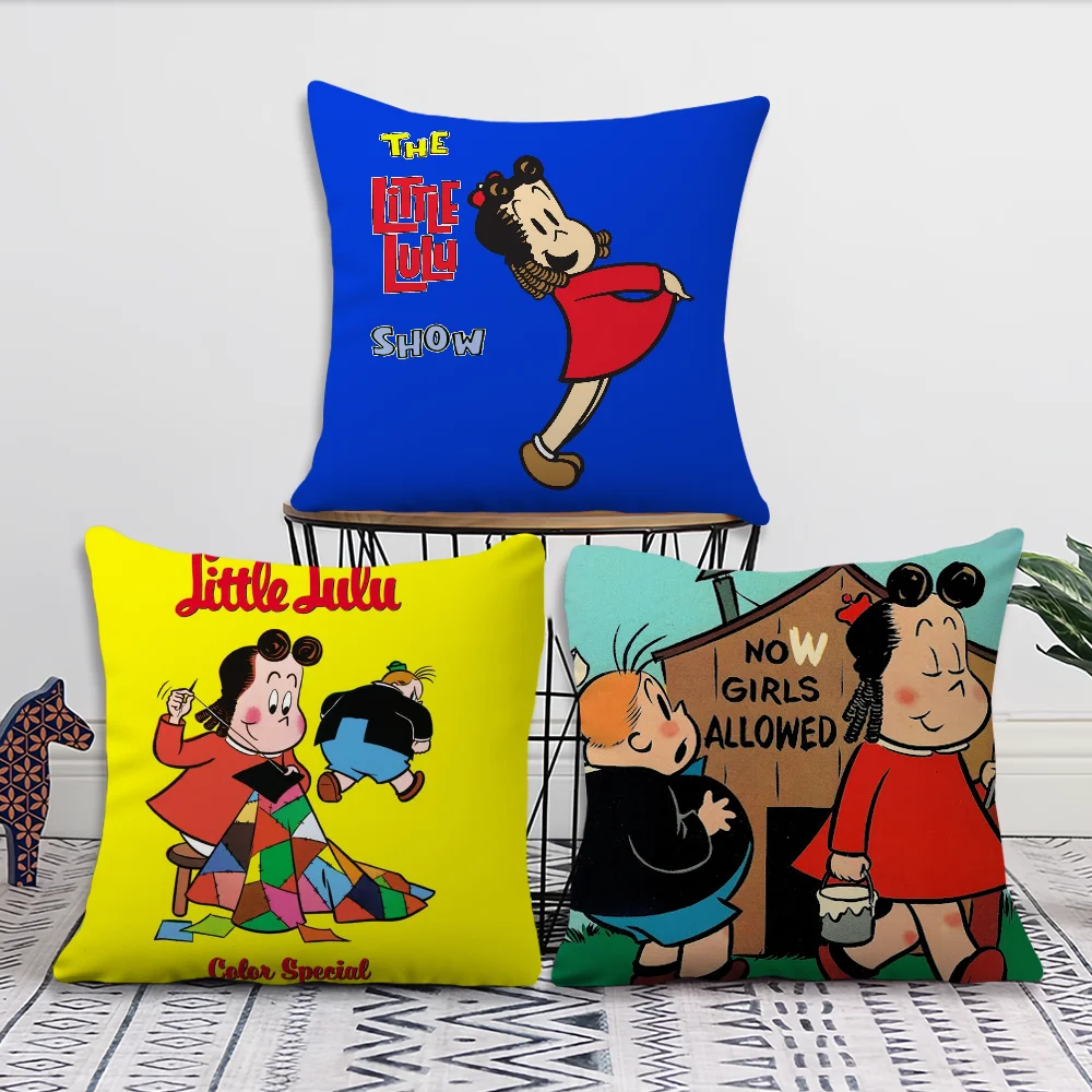 Cartoon De L-Little Lulu S-Show Leuke Kussensloop Vierkant Kussen Kamer Slaapkamer Hoofdeinde Bank Living Rugleuning Auto Accessoires