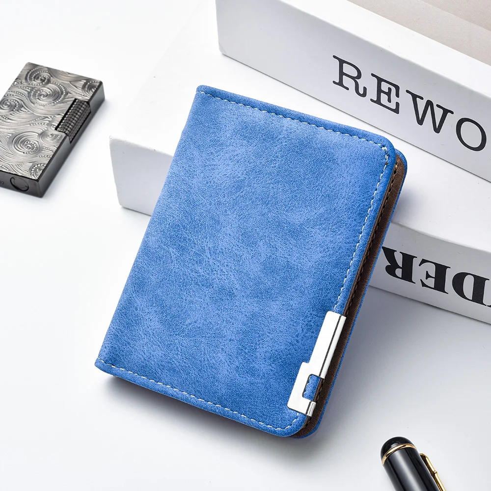 Neue PU-Leder Retro-Stil Herrenbrieftasche (in Grau, Schwarz und Blau) mit Mehreren Kartenfächern und Kreditkartenhalter – Detail 7