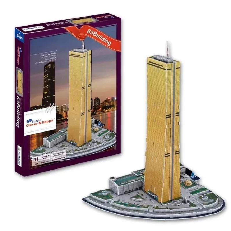 63 City Tower South Korea Seoul 3D Paper Puzzle Building Model Toy World\'s Famous Great Architecture Boy Girl Friend Travel Gift