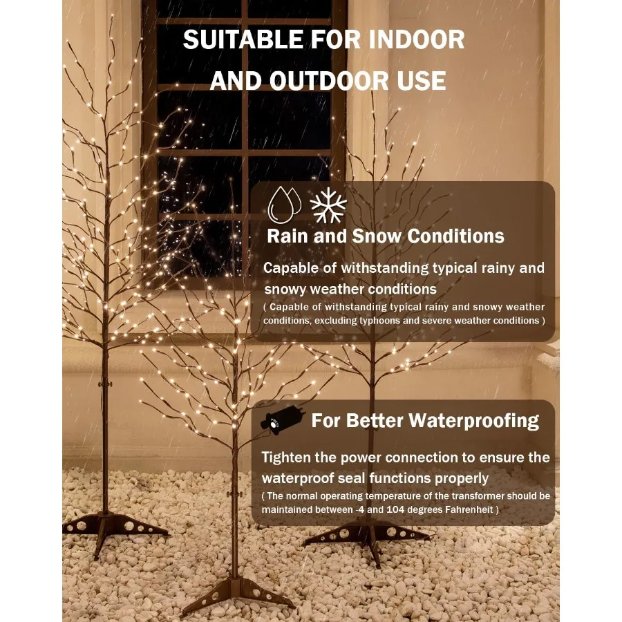 مجموعة شجرة ضوء النجوم 4 أقدام 5 أقدام و6 أقدام مع 128 216 256 مصابيح LED بيضاء دافئة لديكور العطلة قابلة للتعتيم معتمدة من UL مقاومة للماء مثالية f