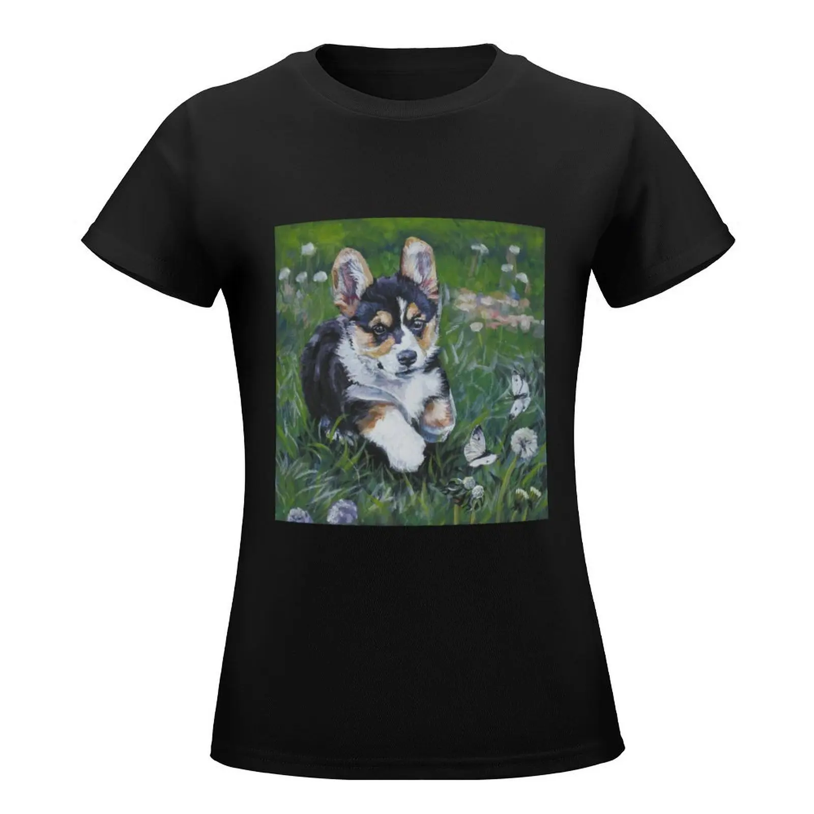 Pembroke Welsh Corgi Fine Art Painting T-Shirt Aesthetic clothing Blouse Woman clothing