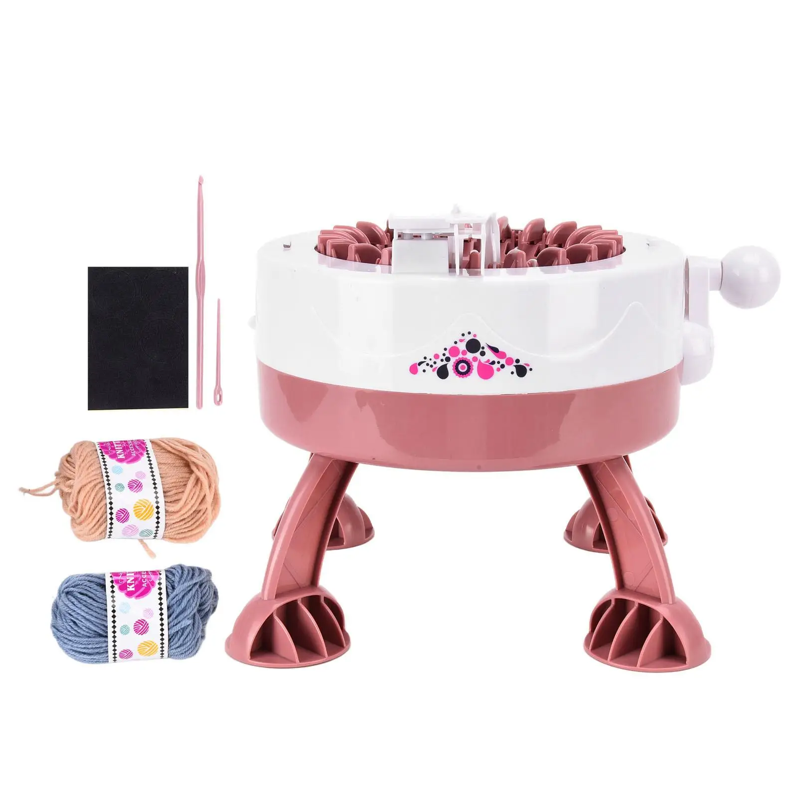

DIY 22-гольная круглая вязальная машина, ручной кривошипный инструмент для шарфов, перчаток, шапок, кораллового красного цвета