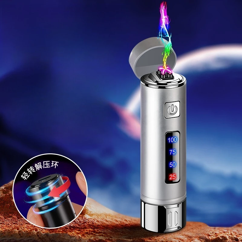 

New Creative Energy Column Cylindrical Arc Lighter Rotating Decompression Play with Cigarette Lighter Body