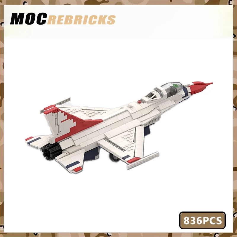 MOC Fighter Mini Model Bricks US Air Force F-16 THUNDERBIRDS Aircraft Toys Tactical Bomber Building Blocks Boys Collection Gifts