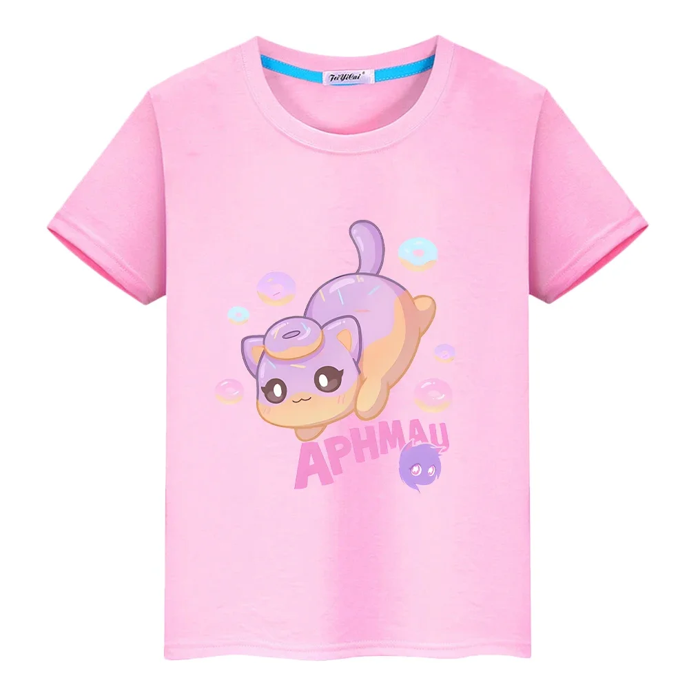 

Aphmau Squad Cat Print anime Short Tops 100%Cotton t shirt for kids boy 10years pride tshirt y2k one piece kids clothes girls