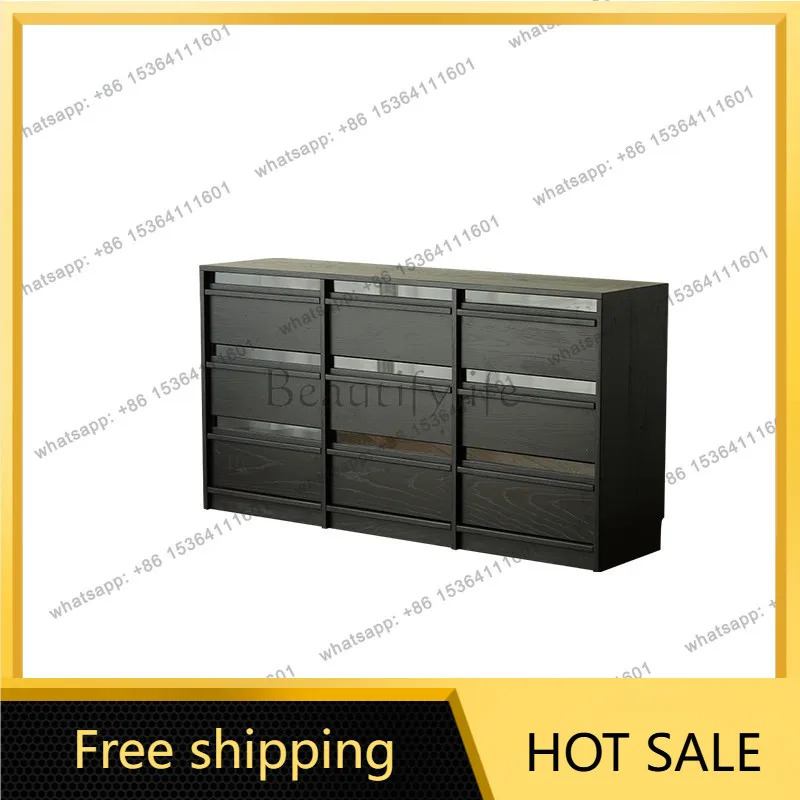 LS Nordic solid wood nine-chest cabinet simple modern bedroom storage drawers underwear storage locker