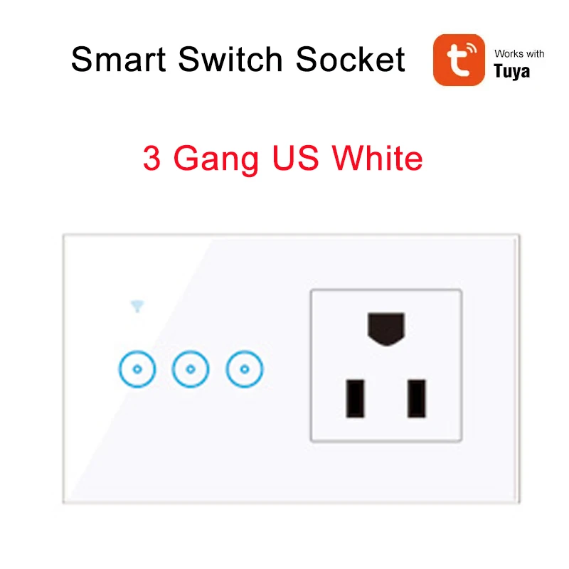 투야 스마트 라이프 다기능 통합 EU 영국 미국, 범용 와이파이 벽 스마트 스위치 소켓, 구글 알렉사 작동, 5 홀, 1/2/3 갱