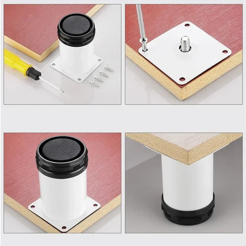 4Pcs 50mm-250mm White Stainless Steel Furniture feet Metal Replacement Feet Adjustable Cabinet Sofa Cupboard Furniture Hardware