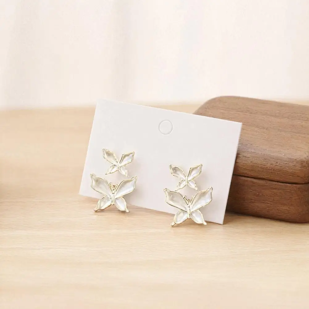 Non-slip Earrings Earrings 1 Pair Double Butterfly Stud Earrings for Women Front Back Ear Studs Style Wear Jewelry Accessory