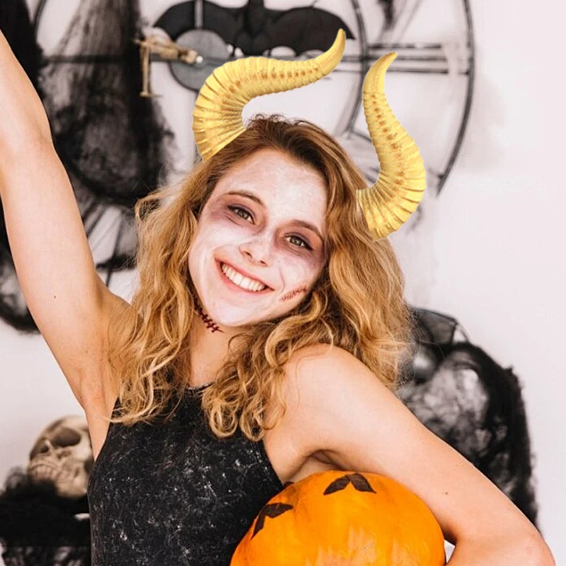 قرون الشيطان تأثيري قرون مشبك شعر دبوس الشعر الساحرة هالوين الشيطان شيطان قرون أغطية الرأس النساء القوطية تأثيري الدعائم