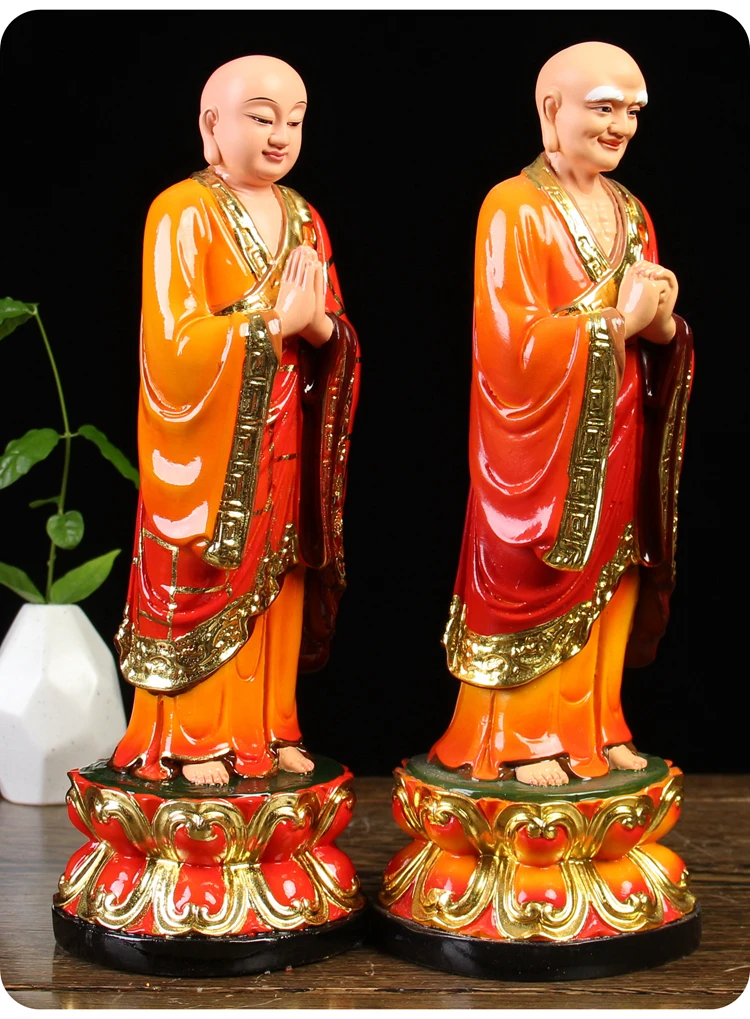 2 قطعة مجموعة مزار المنزل معبد البوذية تمثال بوذا ساكياموني بوذا مساعد اليسار واليمين آلهة نان كاي