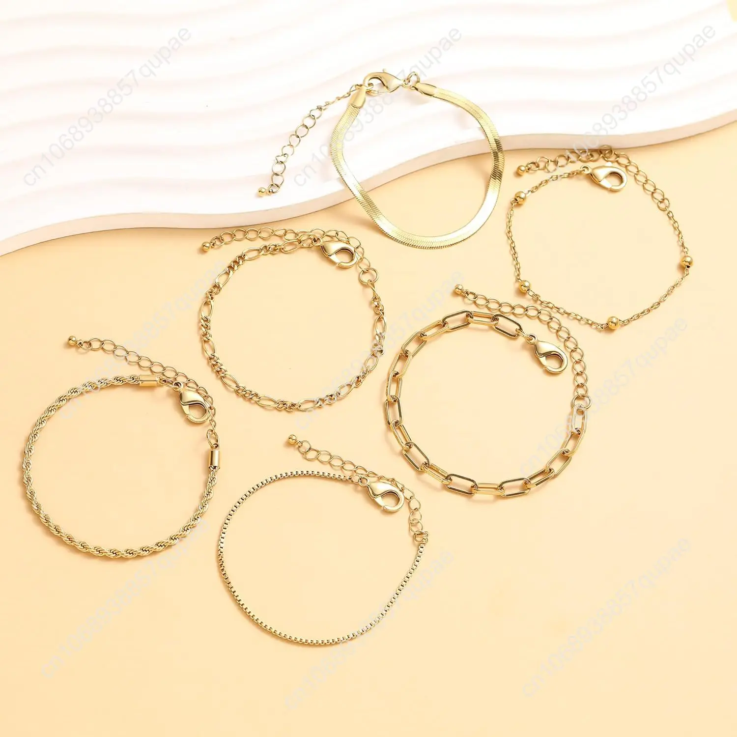 أساور ذهبية مقاومة للماء للنساء، أطقم أساور عصرية مطلية بالذهب الحقيقي عيار 14 قيراط قابلة للتكديس للنساء على شكل شبل رفيع