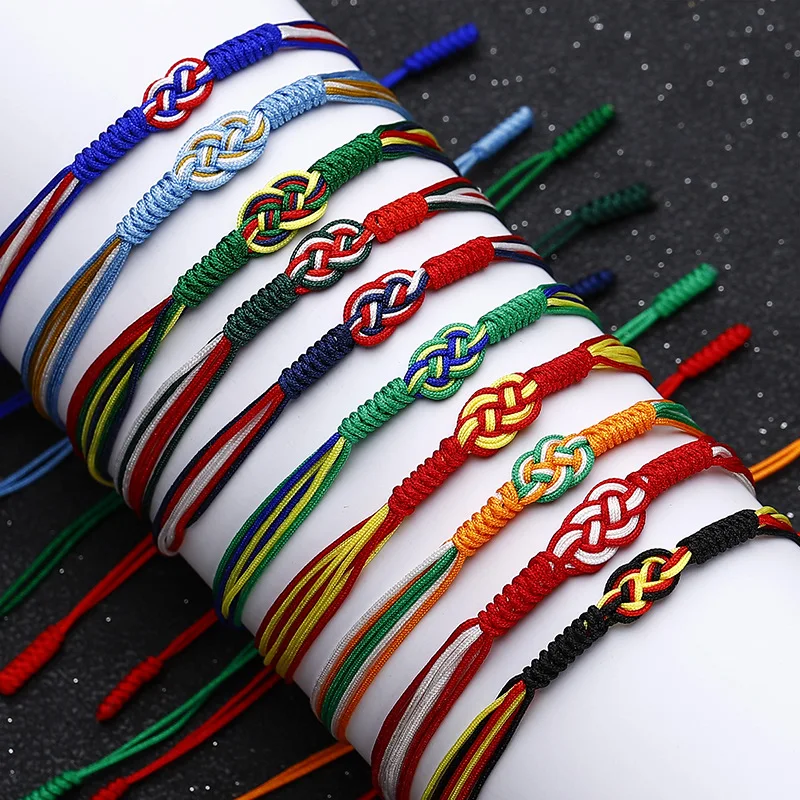 Meetvii Trendy National Flag Braided Bracelet Colorful Woven Rope Thread Adjustable Fashion Rope Bangles Country State Jewelry