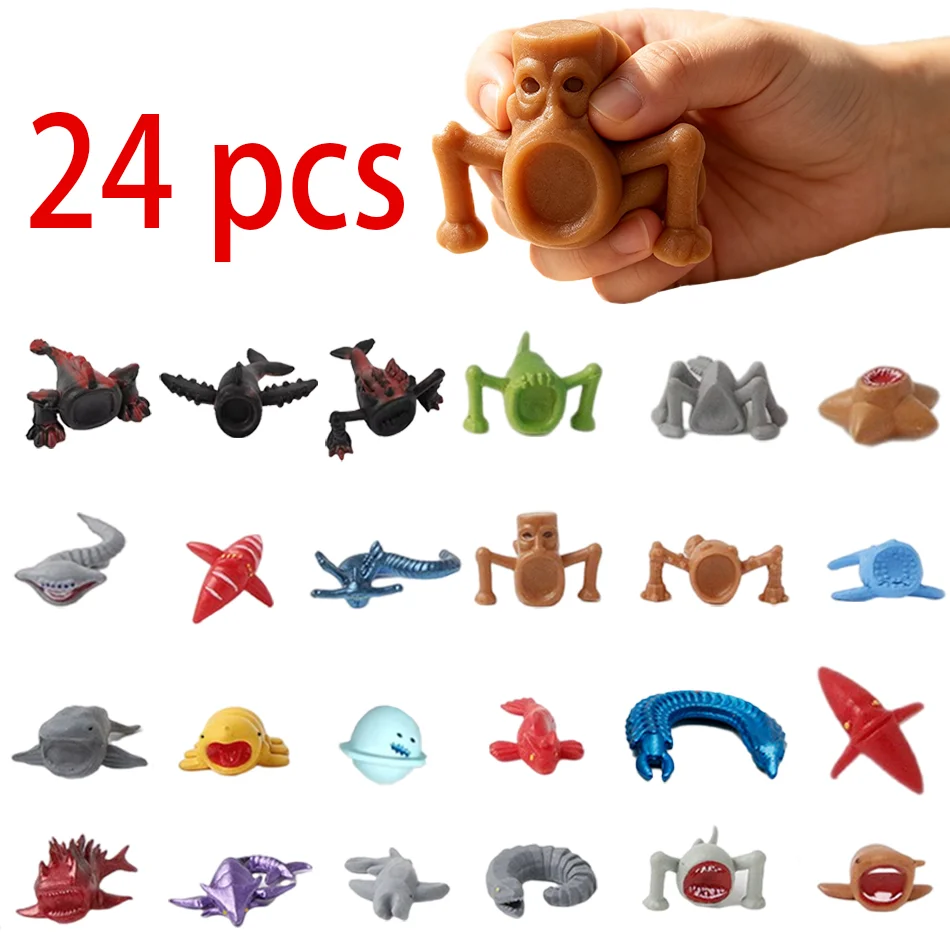 24-teiliges Set Tiefsee-Monster Actionfiguren Spielzeug PVC-Modell Puppe Seetier Tiefsee-Kreatur Fangeschenk für Fans Meerestiere Tiermodell