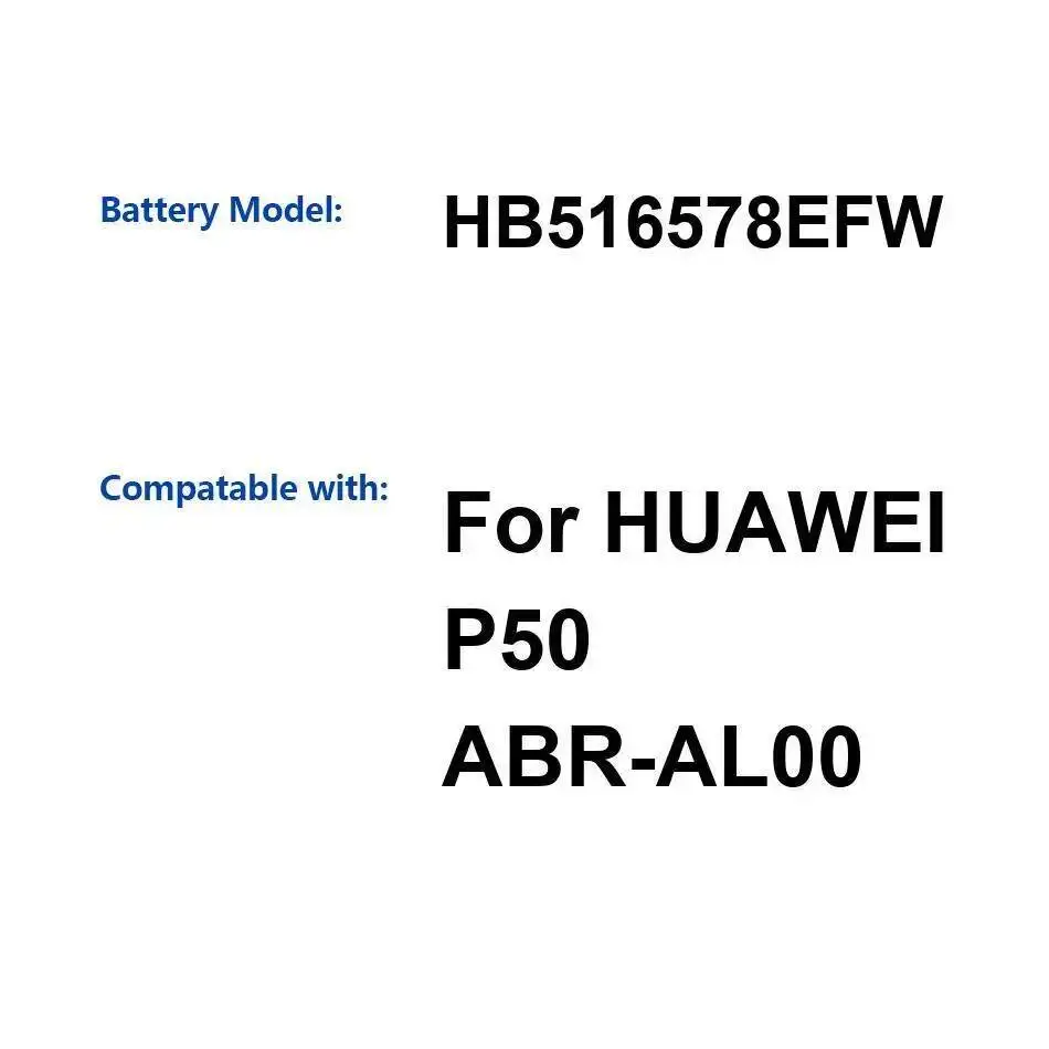 

HB516578EFW For Huawei P50 Abr-AL00 Mobile Phone Battery 4100Mah Stable Fast Charging