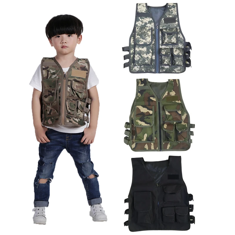 Children Military Tactical Hunting Sniper Vest Hunting Camouflage Uniform Jungle Hiking Clothing CS Game Vest for Kids