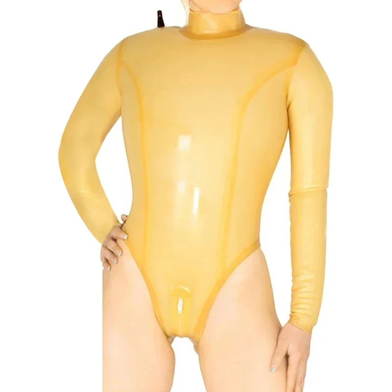 

Transparent Sexy Inflatable Women Latex Swimsuit with Back Crotch Zippers Rubber Catsuit
