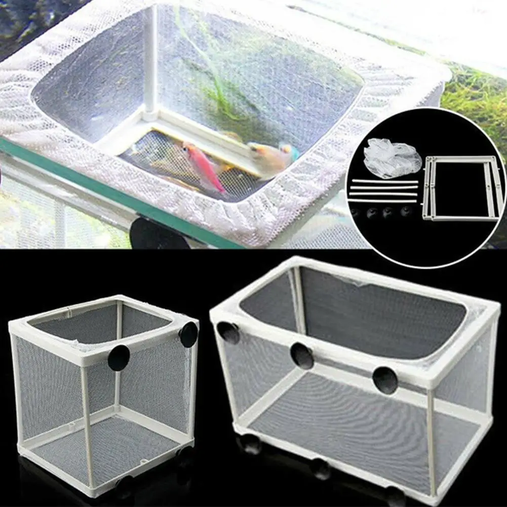 Fish Tank Breeder Net Mesh Fish Breeder Box Fish Hatchery  Box Separation Net Incubator Mesh Fish Breeding Box With Suction Cup