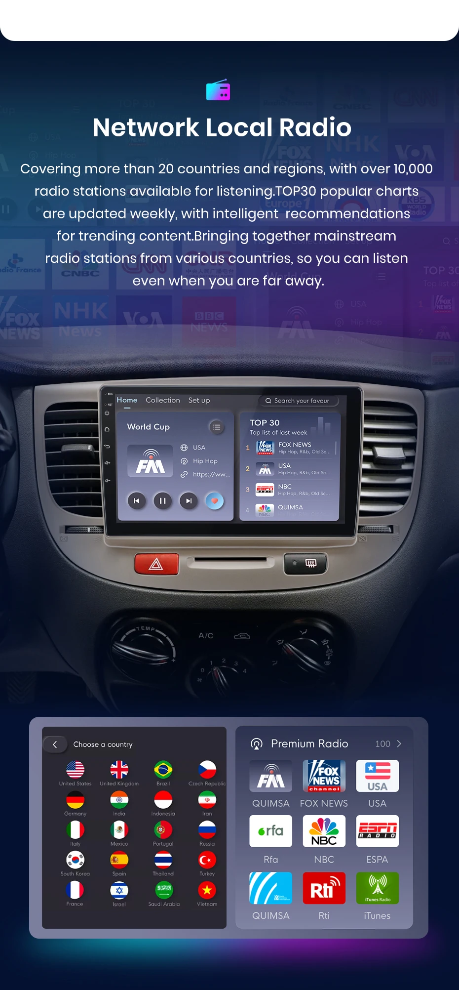 Junsun Wireless Carplay Android Auto Autoradio für Kia Rio 2 2005-2011 GPS Multimedia 2 Din – Detail 13