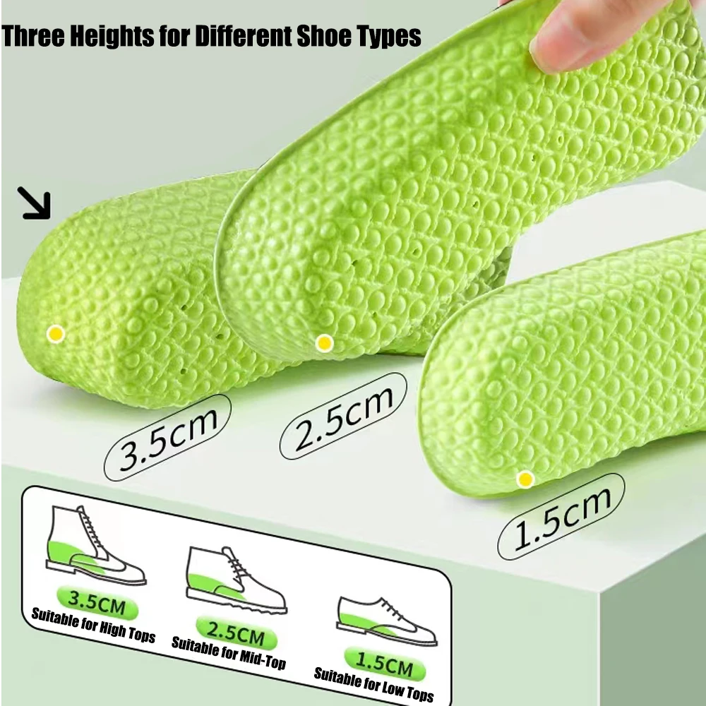 Solette per aumento di altezza per uomo Donna Scarpe Cuscinetti per scarpe sportive ammortizzanti più alti per piedi Supporto per arco plantare Solette ortopediche