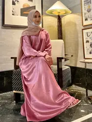 Vestido modesto musulmán de satén para mujer, vestido africano de Ramadán Eid Dubai, Abaya Kebaya para oración