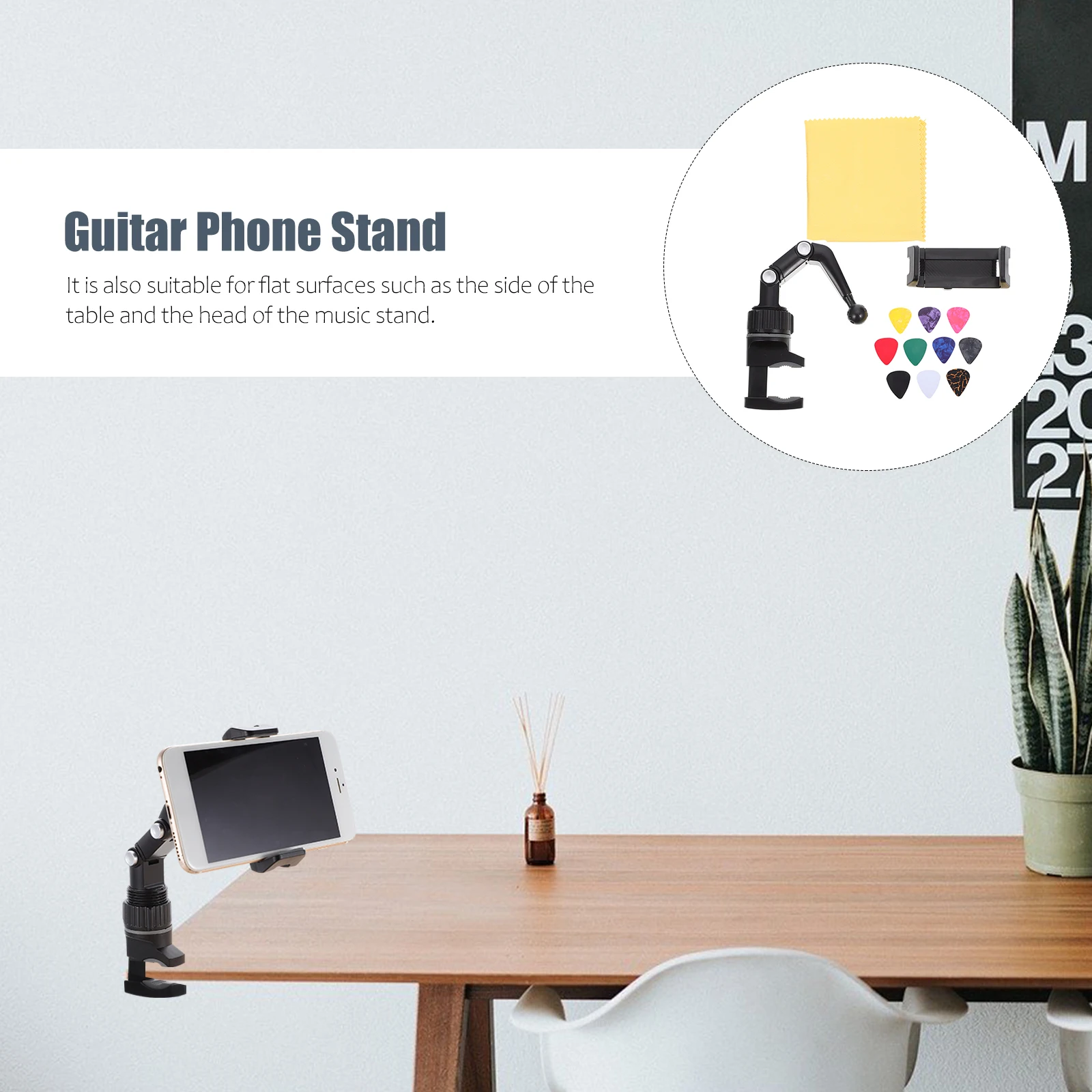 

Musician Mobile Phone Holder Cell Stand Clip for Instrument Clip-on Shelf Bass Silica Gel Adjustable Instruments Hand