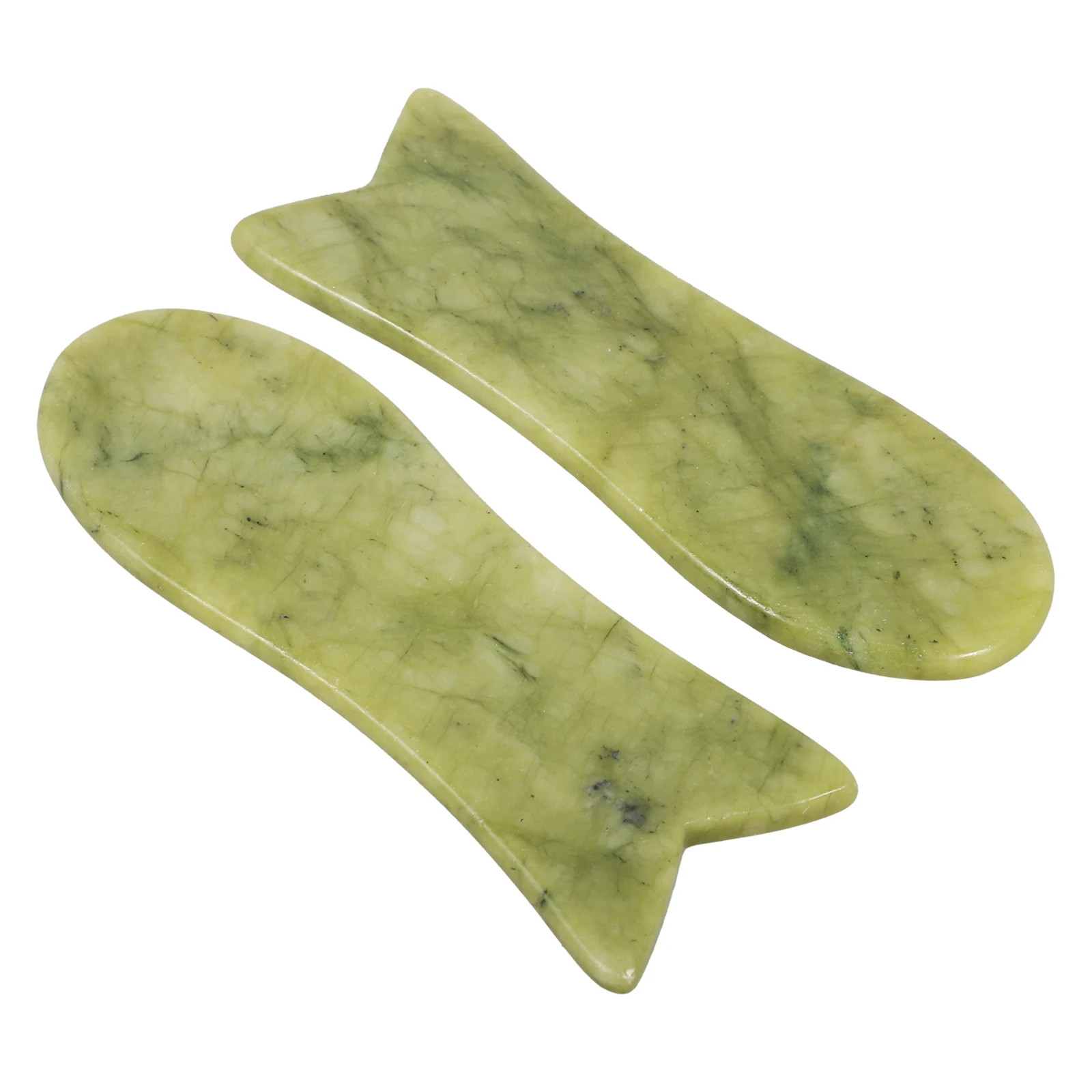 

2Pcs Jade Scrapping Facial Tool Natural Back Massage Spa Relieve Stress Promote Immunity Smooth Skin Acupoints Plate