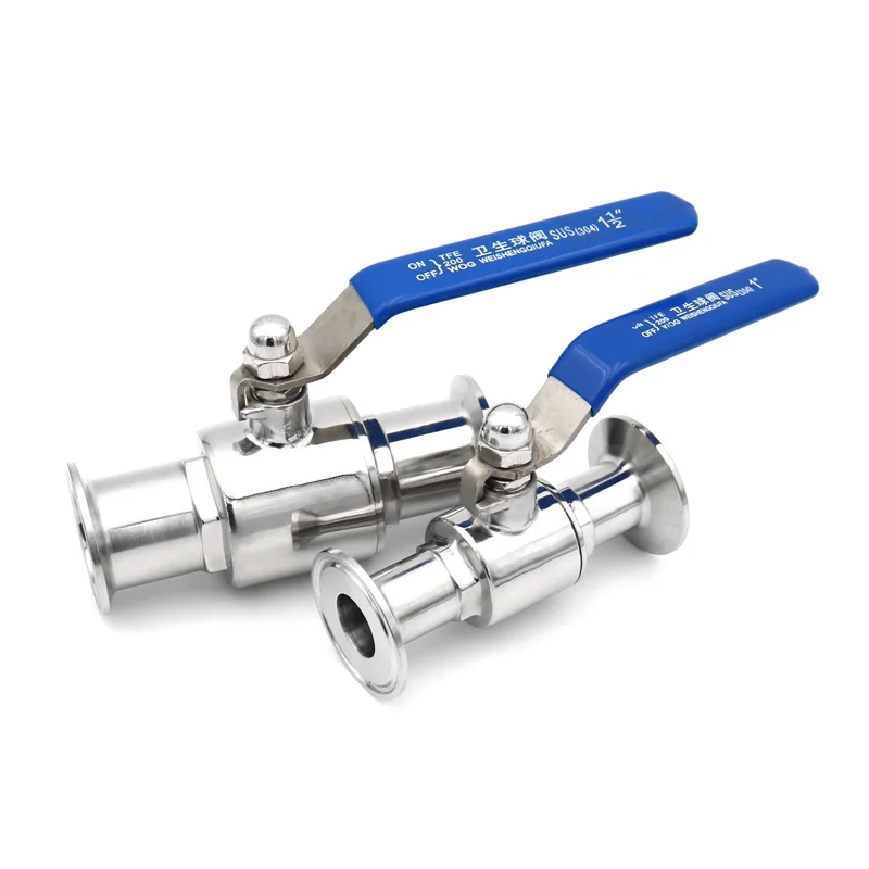 304/316L Stainless Steel Sanitary Straight Ball Valve 19/25/32/38mm Tri Clamp Ferrule 25.4/50.5/64mm Homebrew Diary Product