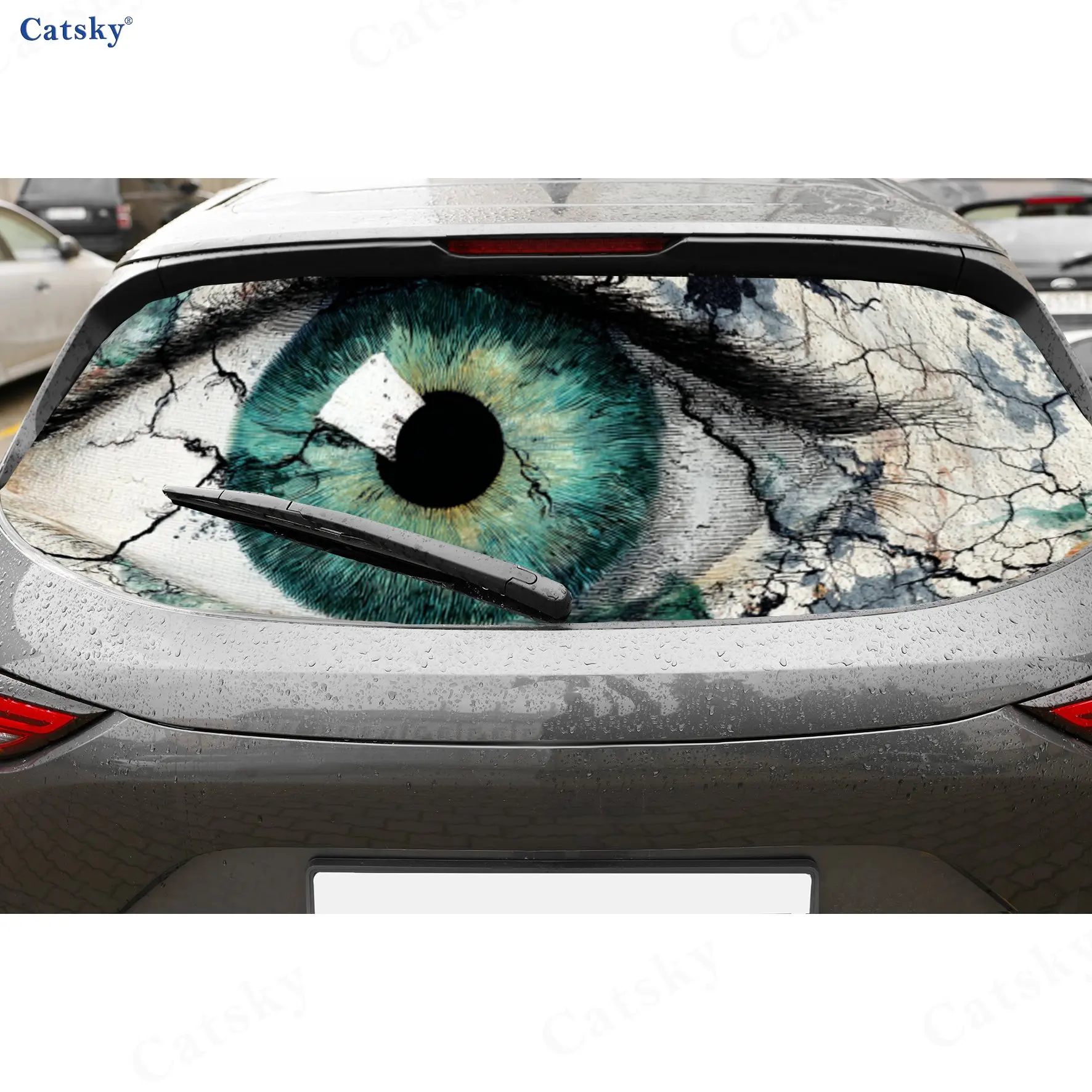 

Mystic Broken Green Eye Mystic Thrill ПВХ перфорированные автомобильные виниловые обертывания, прочная наклейка на заднее лобовое стекло автомобиля, водонепроницаемая задняя крышка автомобиля W