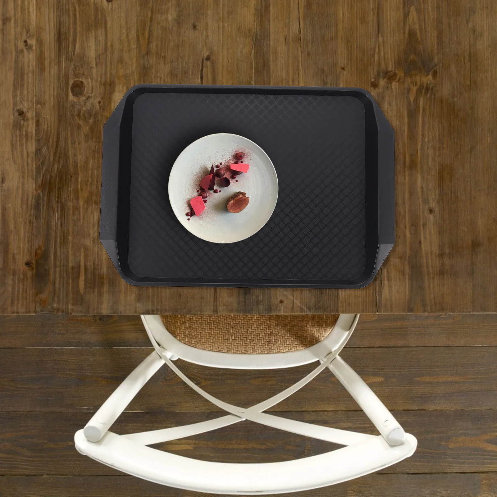 

1pc Anti-Slip Tray Large Capacity Rectangular Food Serving Tray For Snacks Cake Fruit Storage Party Dessert Holder Household