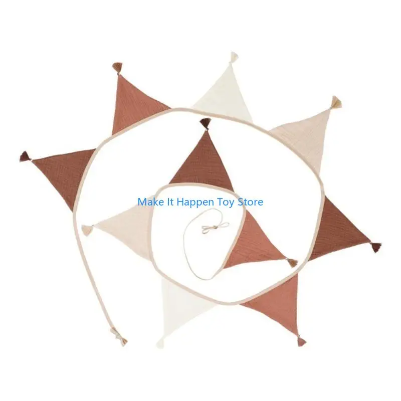 

28EC Colorful Fringed Flags Banners 2.6m Cotton Bunting for Baby Bed Cot Lovely Room Hanging Bunting Garland Photo Props