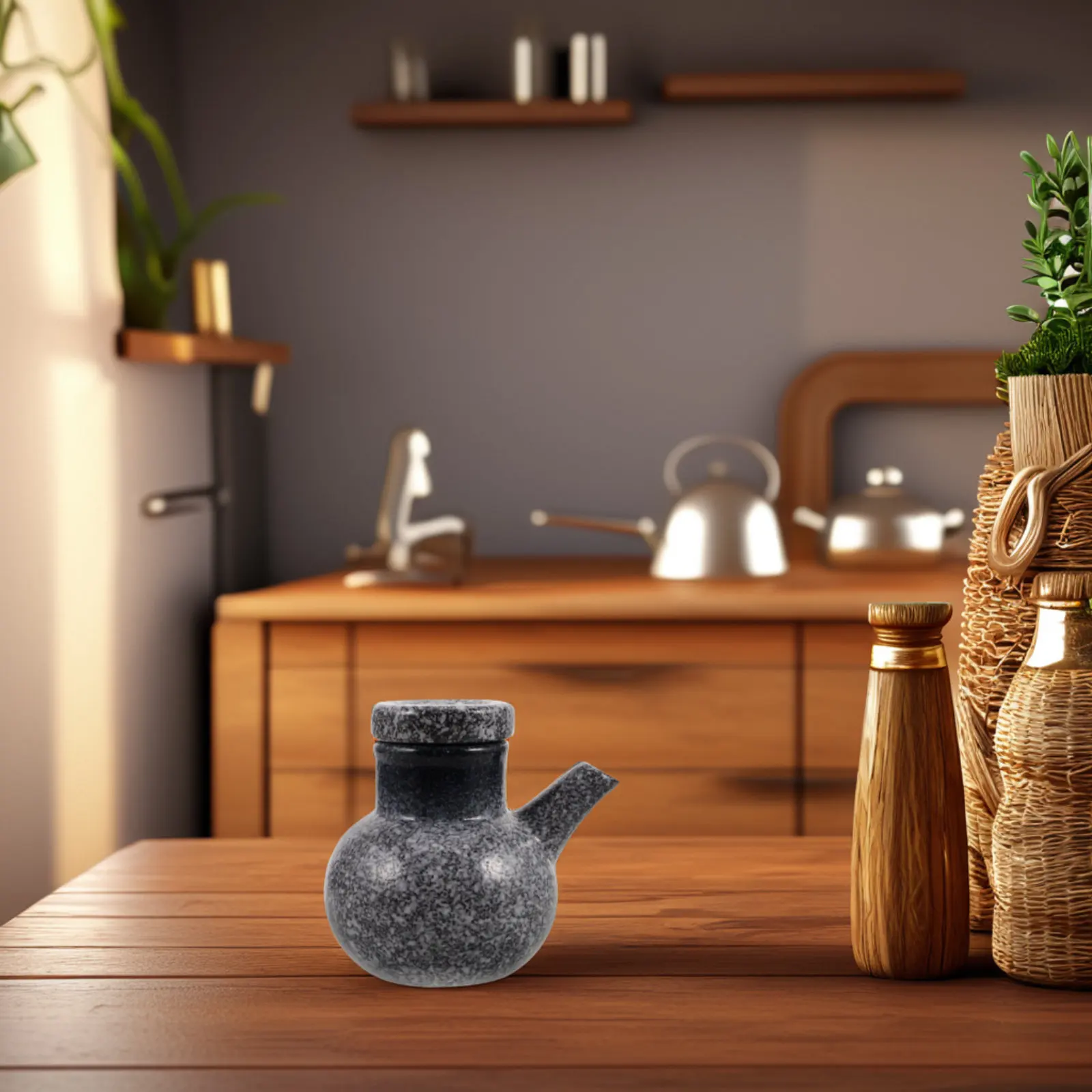 Japanese Style Ceramic Oil Holder Large Capacity Kitchen Seasoning Bottle Soy Sauce Vinegar Dispenser Tight Seal