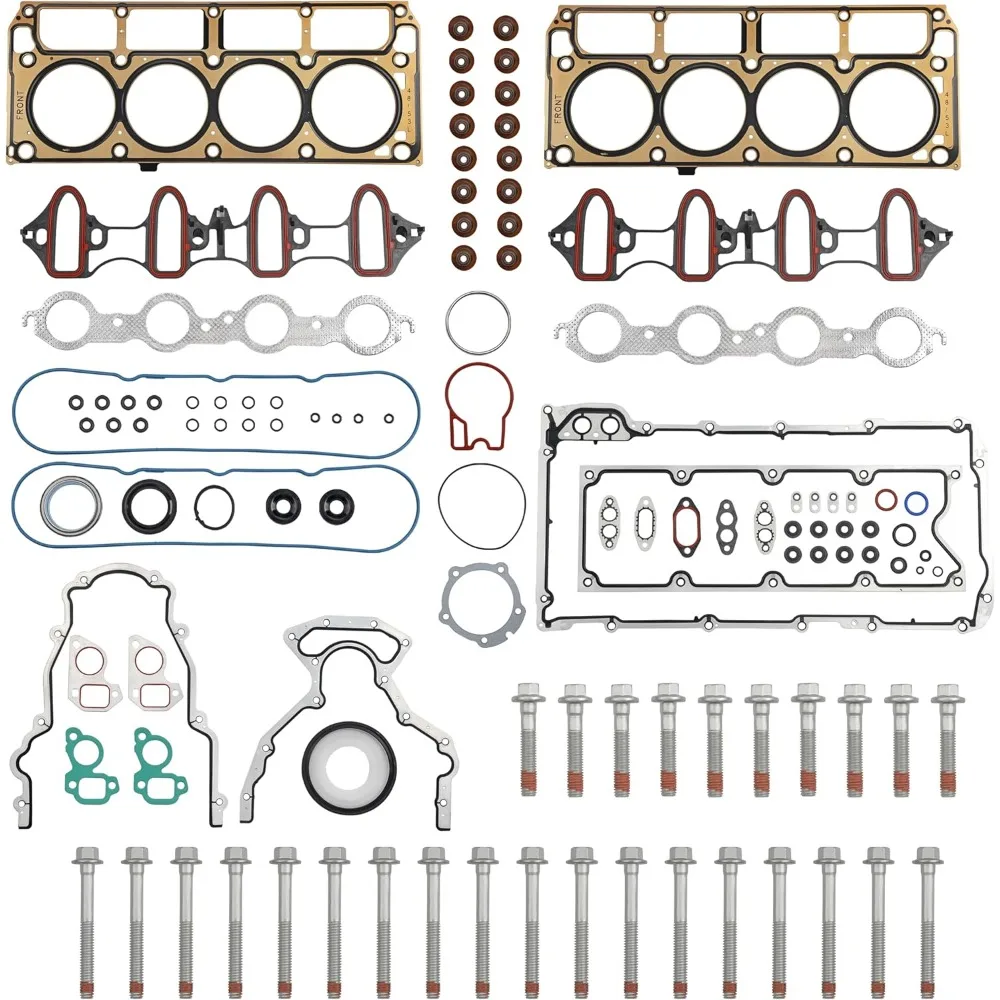 

Full Cylinder 5.3 Head Gasket Set with ES72220 Bolts Intake Manifold Oil Pan Gasket Set Compatible with Chevy GMC Cadillac Buick