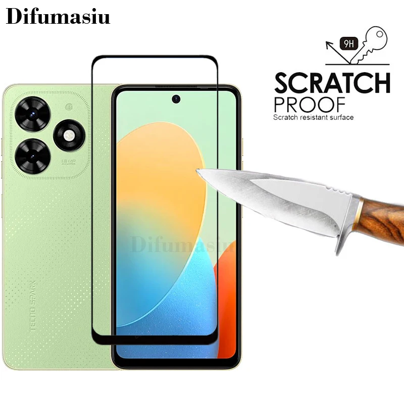 For Tecno Spark GO 2024 Tempered Glass  Screen Protectors Soft Camera Lens Protector Full Cover Screen Glass 3in1  Back Film