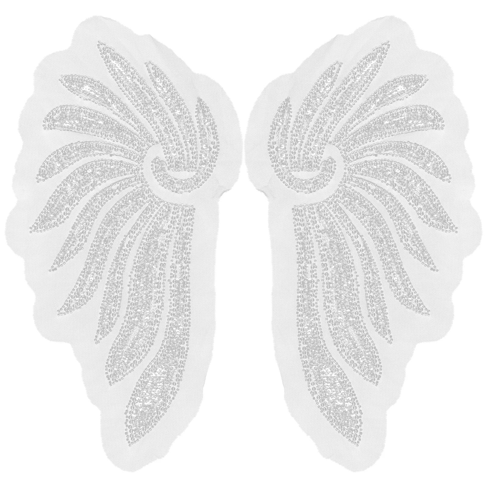 

Handmade Rhinestone Beaded Collar Floral Embroidery Lace Applique Patches for Wedding Performance Costumes