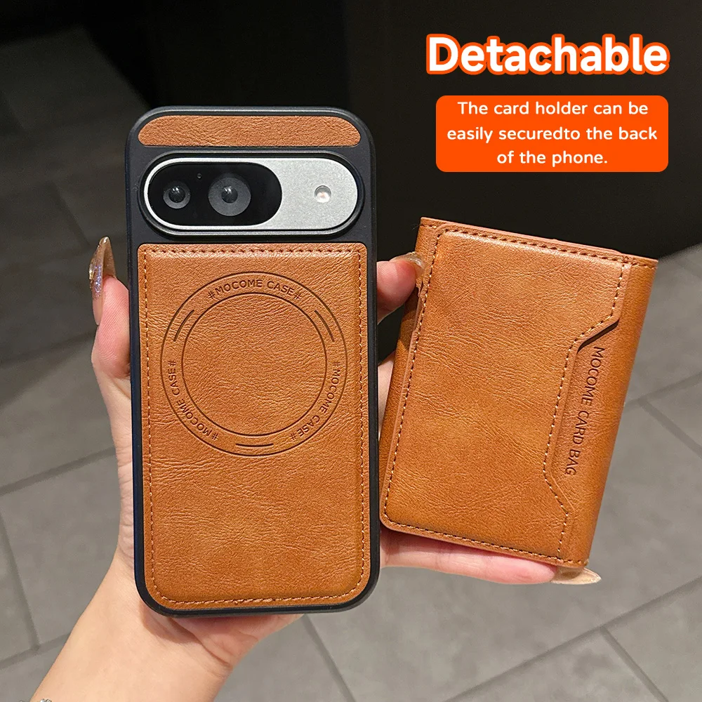 2in1 Magnetic Card Bag Phone Case For Google Pixel 10A 9A 8 Pro XL Detachable Cards Slot Bracket Back Covers PU Leather Cases