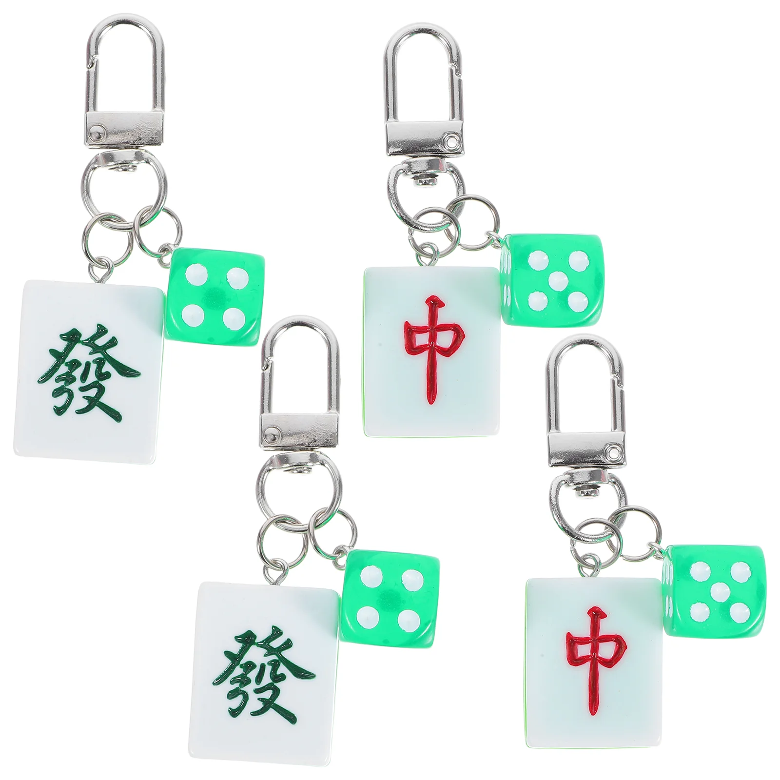 3 Pieces Keychains Mahjong Chinese Style Pendants Charm Decorations Bag Ring Holders Hanging Miss