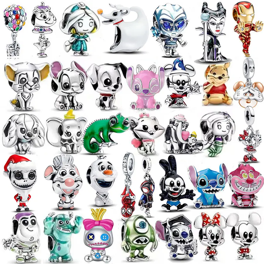 ¡Cuenta colgante de plata de ley 925 más vendida de la serie Disney, adecuada para la pulsera DlY original! Moda de cumpleaños femenina.