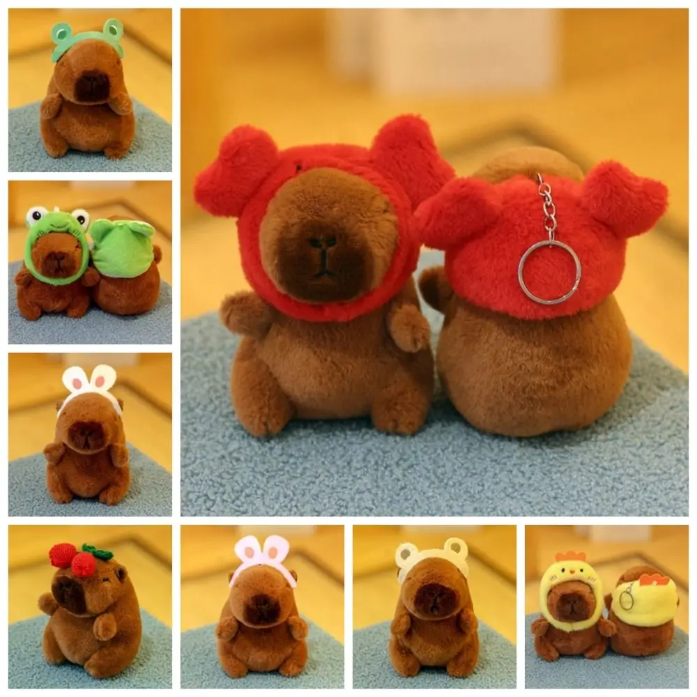 

Rabbit Hat Capybara Plush Pendant Hairpin Bear Cherry Capybara Plush Keyring Frog Hairpin Cartoon Capybara Plushie Doll