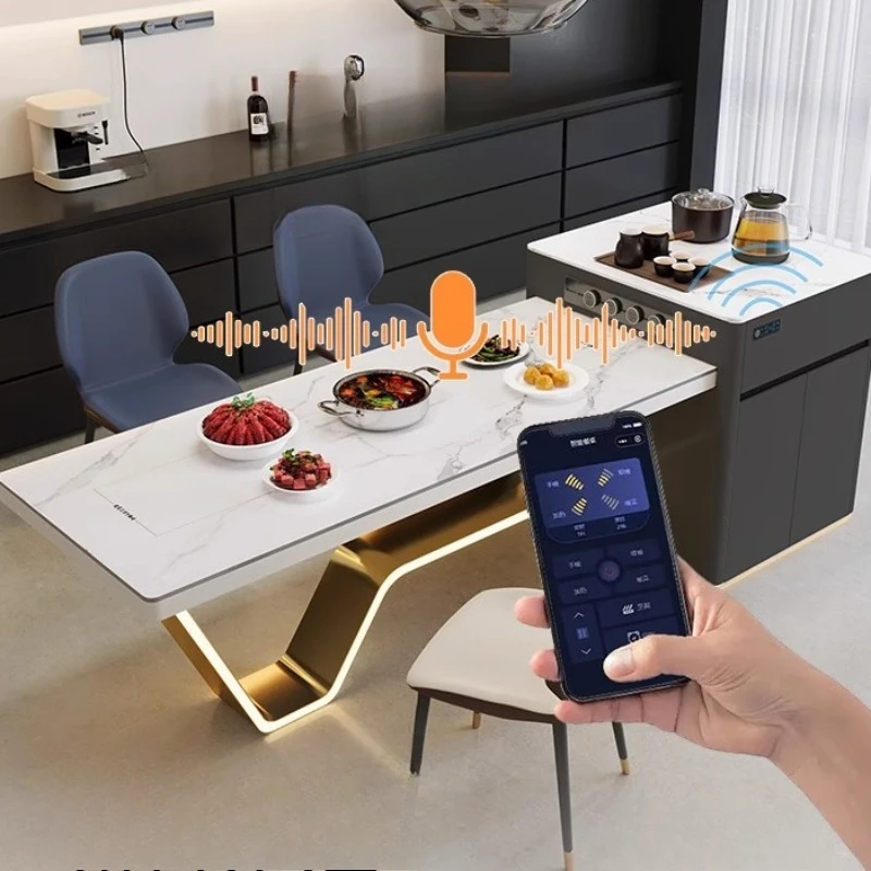 Glass Center Dining Table Modern Dressing Extending Luxury Picnic Dining Table Garden Conference Mesas De Jantar Salon Furniture