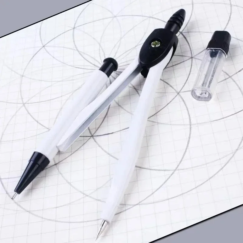 Metal Compass Professional Math Geometry with Pencil Pattern School Students Drafting Draw Circle Supplies Stationery Set