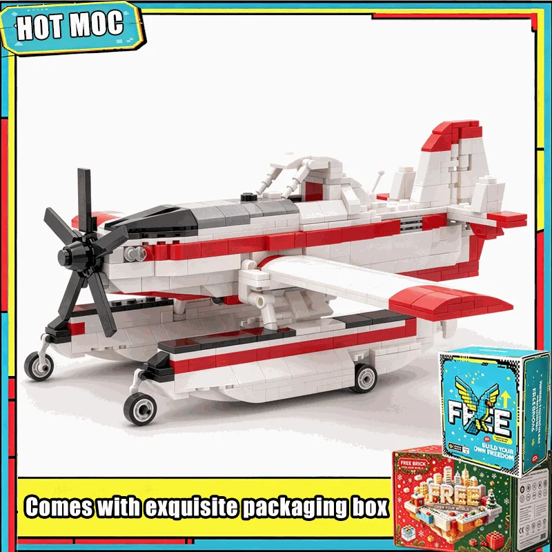 879 PCS Firefighting Amphibious Aircraft Model Building Blocks Creative Aerial Rescue Vehicle DIY Assembly Educational Toy Gift