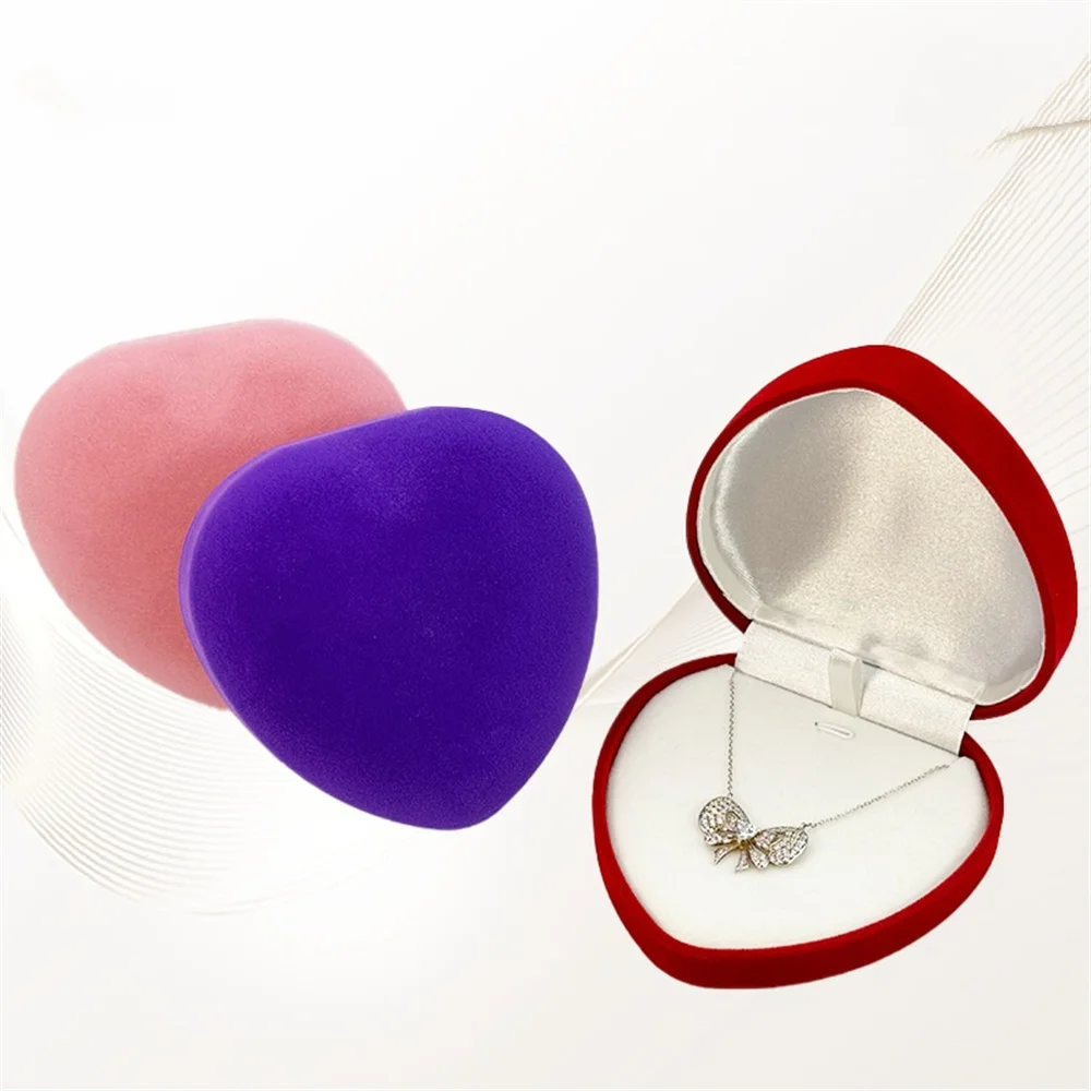 Necklace Pendant Storage Box Exquisite Gift Packaging Heart-Shaped Jewelry Romanticred Velvet Display Case Jewelry Organizer