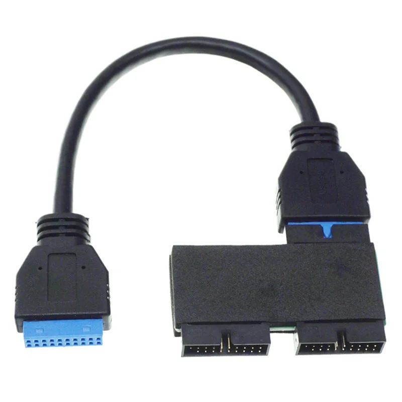 Upgraded Motherboard USB 3.0Header Splitter 19Pin 20Pin Header 1 to 2 HUB Extension Cable with Chip,Stable and Reliable