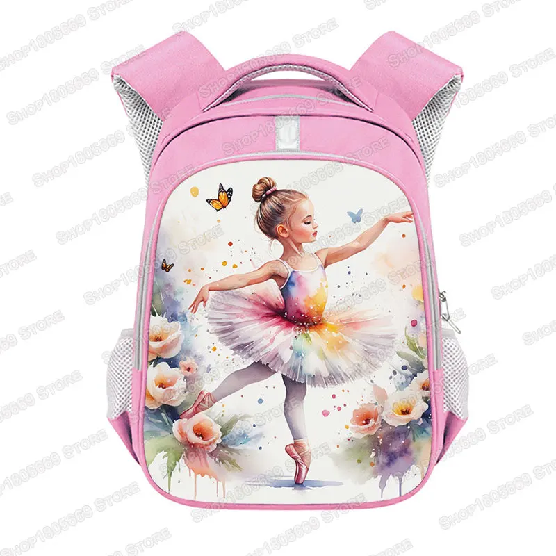 Ballet Dancing Girl Print Pink Backpack Girl Dancing in The Garden School Bags Women Laptop Bag for Travel Student Bookbag Gift