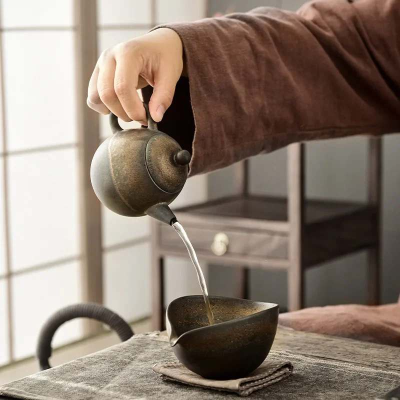 Japanese Style Handmade Vintage Gilding Teapot  Kung Fu Tea Set Hand Ewer Small Tea Making Device Tea Kettle Ceramic Pot