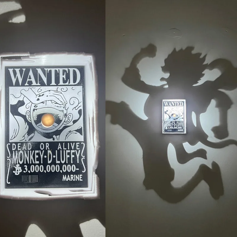 Lámpara de Proyección Anime WANTED Luffy Zoro One Piece Sanji, Lámpara de Pared Creativa con Luz de Sombra, Modelo de Decoración, Juguete Coleccionable