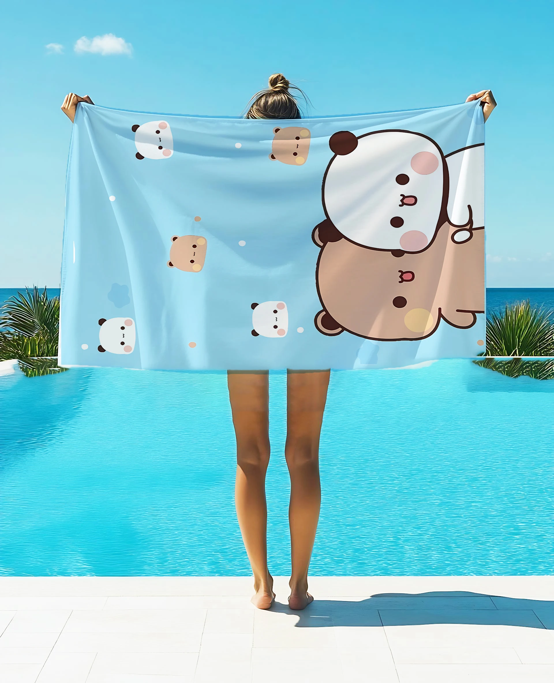 1Pc Cartoon Print Bubu Dudu Microfiber Beach Towel Absorbent Quick Dry Soft Yoga Swimming Resort Mountain Climbing Towel