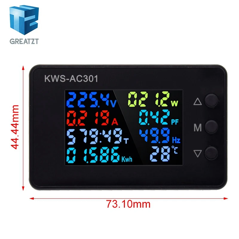 KWS-AC301 AC300 Digital Current Voltage Tester Module AC 50-300V Power Energy Meter AC Wattmeter Electricity Meter 0-20/100A